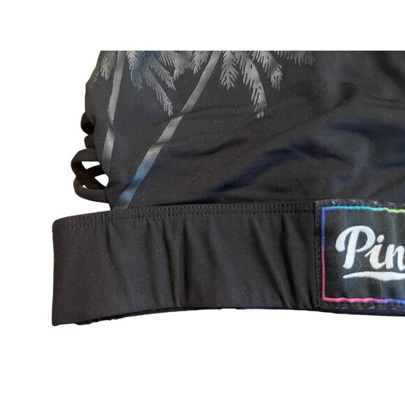 XS Victoria Secret Pink Ultimate Unlined Sports Bra Black Palm Trees - Picture 2 of 12